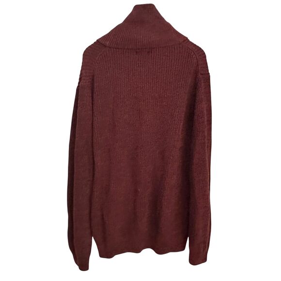 L.L. Bean Men's Maroon Knit 100% Cotton Pullover Heavy Cowl Neck Sweater XL - Picture 2 of 6